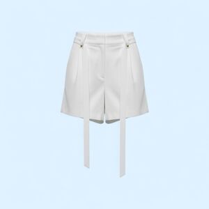 INC Women's White Shorts Size 8 W Tie Linen Blend NWT Front & Back Pockets